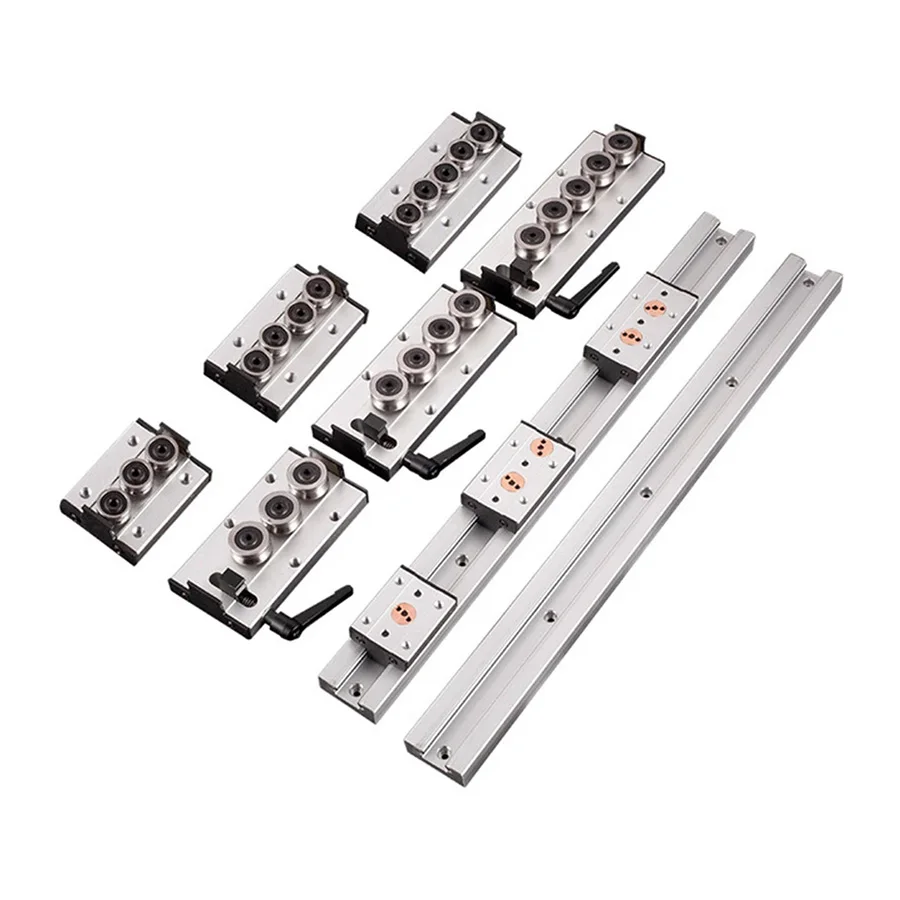 2PCS Built-In Dual-Axis Linear Guide SGR20 SGR25 150-1150mm+4 PCS Roller Slider SGB20/25 With 3/4/5 Wheel Locking Slider CNC