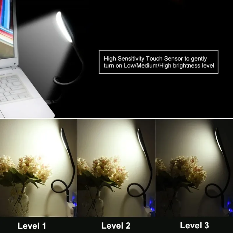 Mini Portable Laptops USB LED Light BendableTable Desk Lamp for Reading  Work Power Bank Camping PC Laptops Book Night Lighting