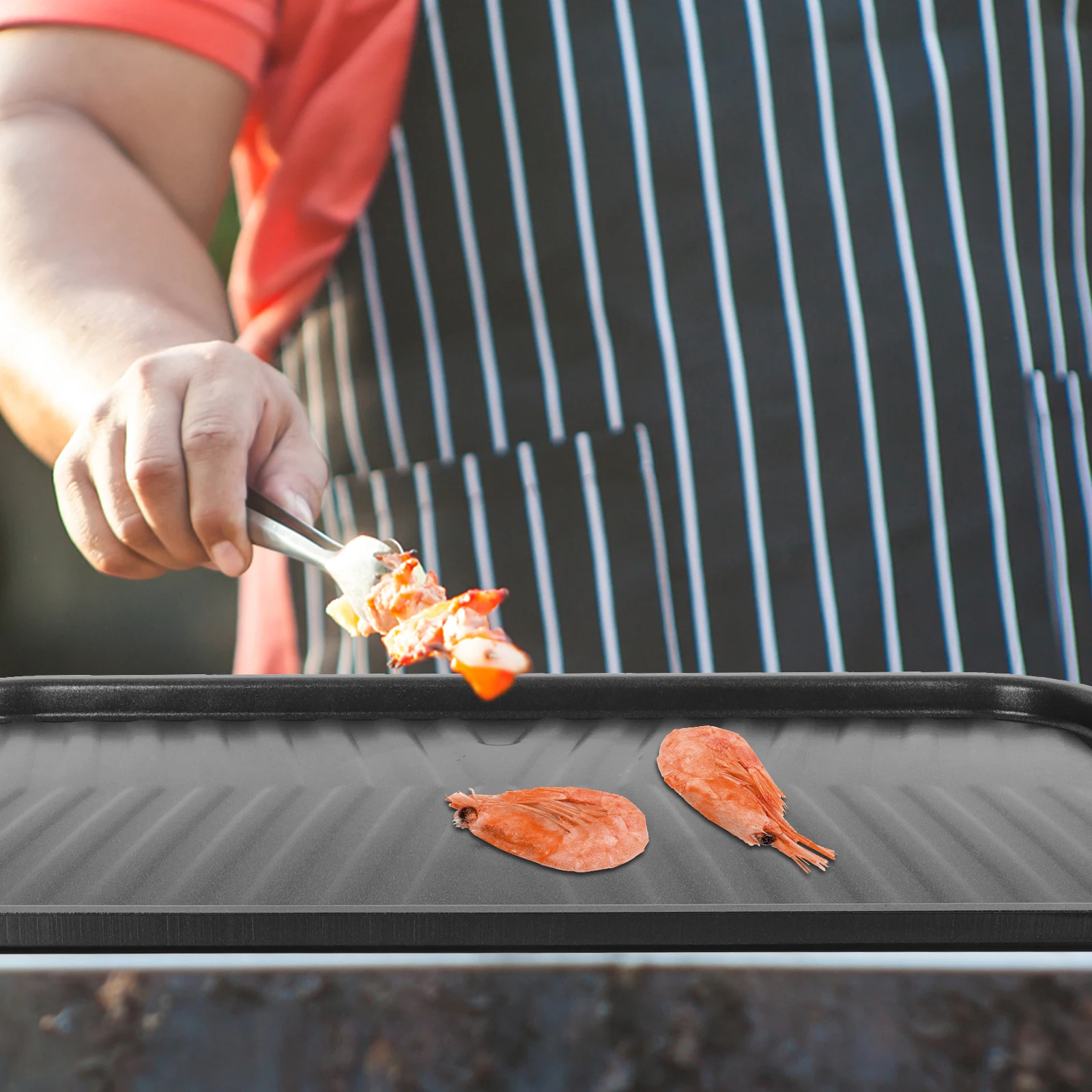 

1pc Rectangle Cast Iron Grill Pan Practical Non Stick BBQ Plate for Steak Frying Hamburger Making Outdoor Barbecue Oven Use