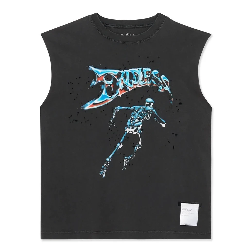Satfy 26SS Wormhole Breathable Hole Sleeveless Vest Crew Neck Loose Vest T-Shirt