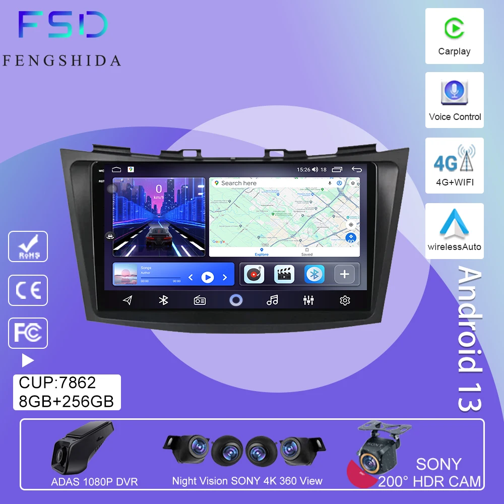 

Car Radio For Suzuki SWIFT 2011-2015 Android Octa Core Car Stereo DVD GPS Navigation Player Multimedia Android Auto Carplay QLED