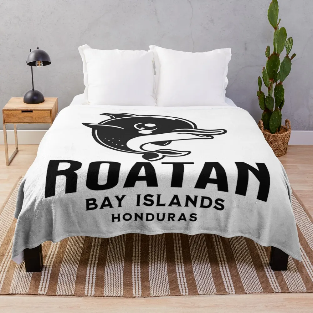 Roatan Bay Island Honduras Throw Blanket Plaid on the sofa warm for winter Fashion Sofas Blankets