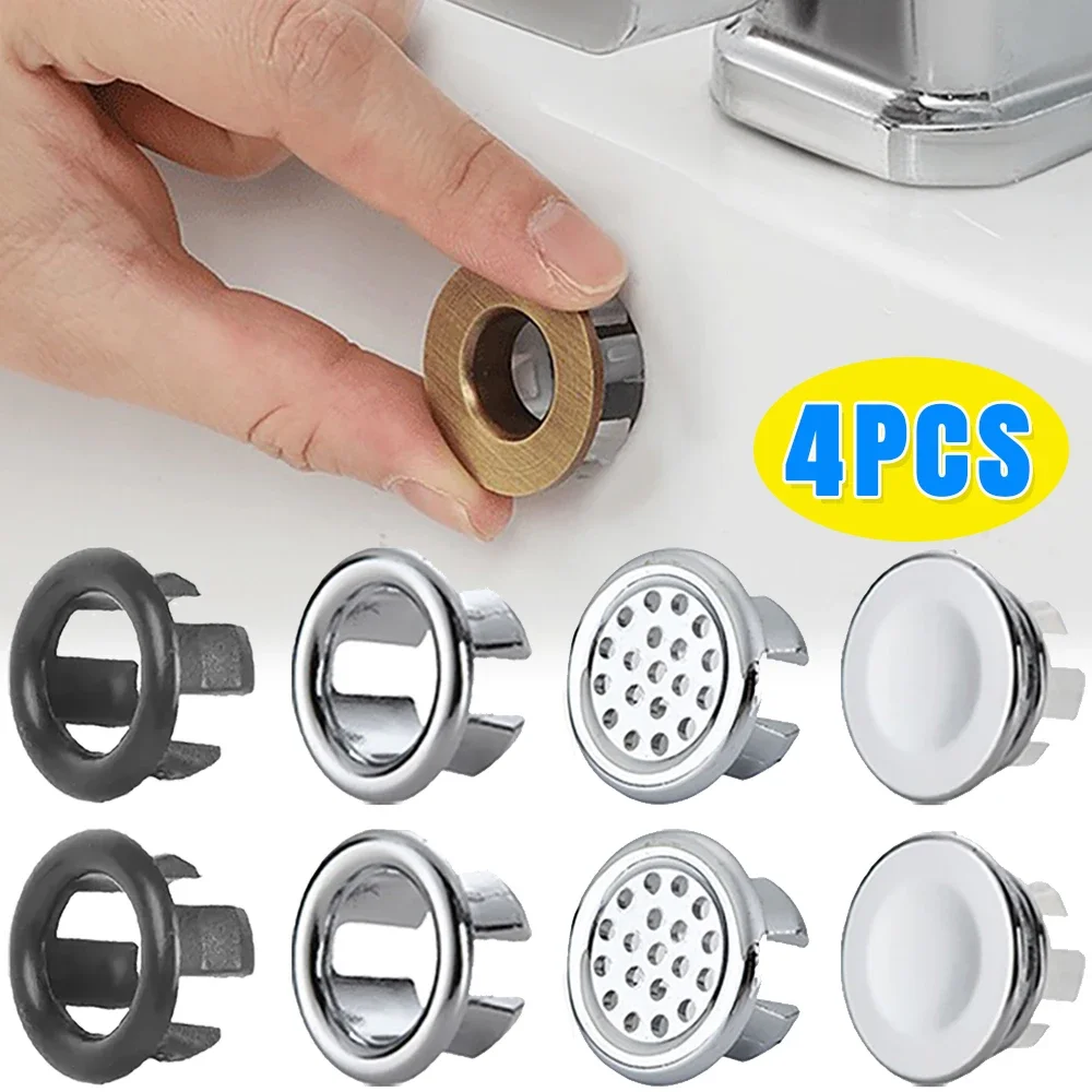 4/1Pcs Sink Overflow Ring Cover Replacement Bathroom Basin Trim Bath Round Plastic Sink Overflow Hole Covers Kitchen Accessories