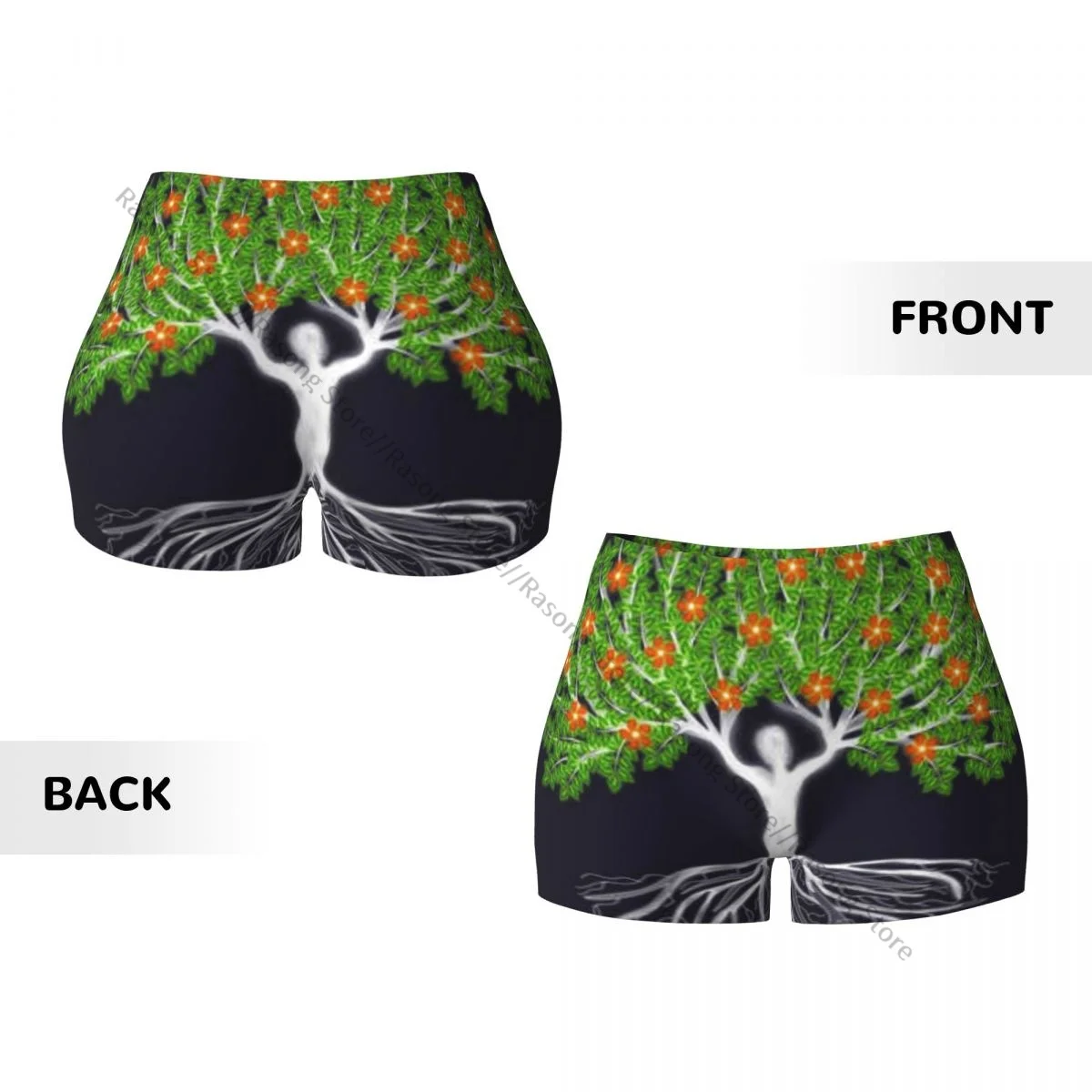 Pantaloncini sportivi attillati sexy sui fianchi Blooming Tree Of Life Illustration fitness comodi pantaloncini da yoga da donna