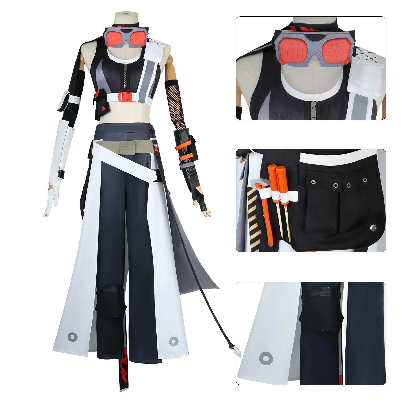 ZENLESS ZONE-Costume de Cosplay Zzz ontariGrace Howard, Tenues avec Perruque, Lunettes, Accessoires, Uniforme de ixde Carnaval pour Femme et Fille