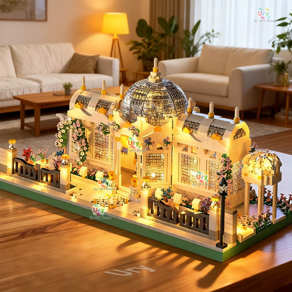 Ville rue vue modulaire rétro blanc jardin Villa manoir maison de fleurs avec Architecture lumineuse blocs de construction ensembles jouets pour enfants