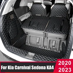 Leather Car Trunk Mats For Kia Carnival Sedona KA4 2020 2021 2022 2023 7 Seats Anti-Dirty Protector Tray Cargo Liner Accessories