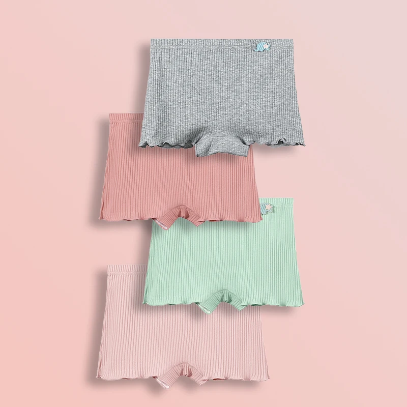 5PCS Children's underwear, soft cotton flat-toe pants for girls, summer thin and simple, big kids, small girls, four-corner baby