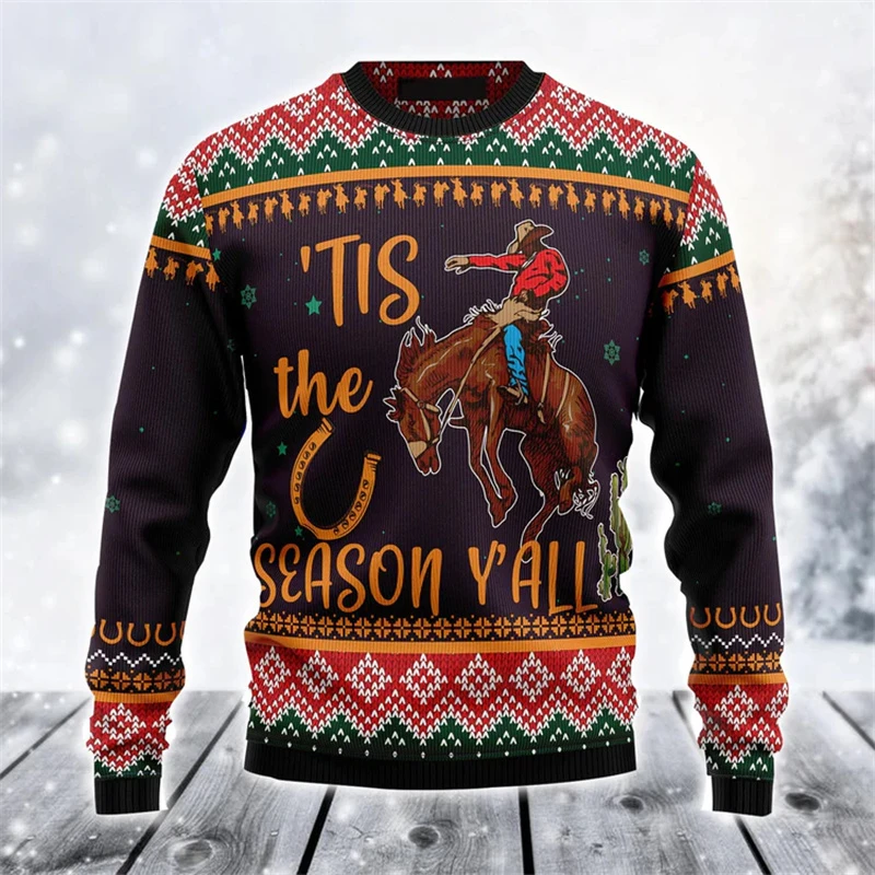 

Funny New Ugly Christmas Sweater Men Women Cartoon Dog Pig Pattern Crewneck Sweatshirt Tops 2026 New Year Holiday Pullovers