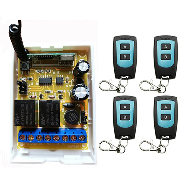 

DC12V DC24V 2CH Радиоконтроллер RF Беспроводное реле Пульт дистанционного управления 315 МГц 433 МГц Передатчик + 1 приемник/лампа/окно