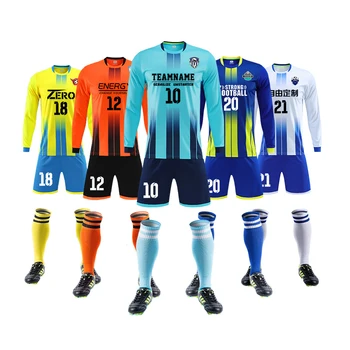 Men's Survetement Football Kit Shorts Children Full Sleeve Soccer Jersey Suit Football Kits Futbol Training Uniform Sets Custom