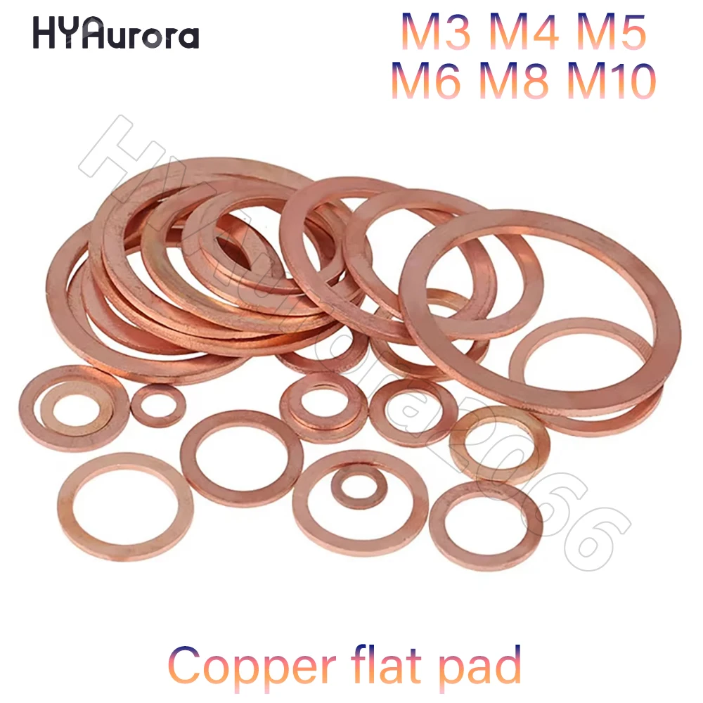 M3 M4 M5 M6 M8 M10  Boat Red Brass Copper Crush Sealing Washer Flat Seal Ring Gasket Washers DIN7603