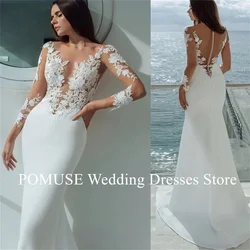 Vestidos De novia De sirena De manga larga, sexys, blancos, personalizados, Apliques De encaje, vestido De novia, Vestidos De playa De novia 2024