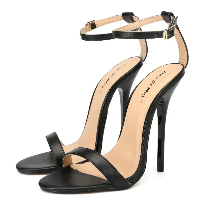 Sandals Summer Women Sandalias Classics Buckle Strap Patent Leather 13CM Thin Heels Fashion Girls Pumps Women Shoes Black