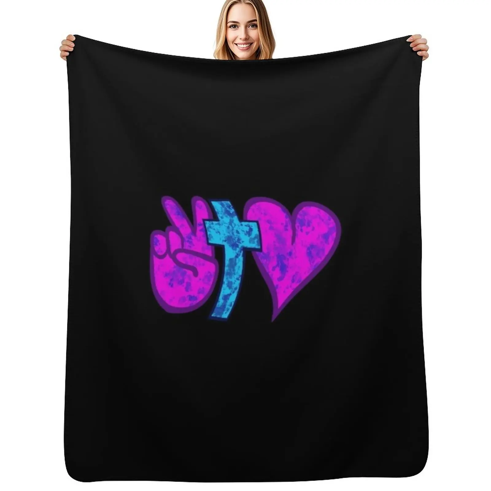 Peace love and Christ Throw Blanket Comforter manga Luxury Vintage Flannel Plush Blankets