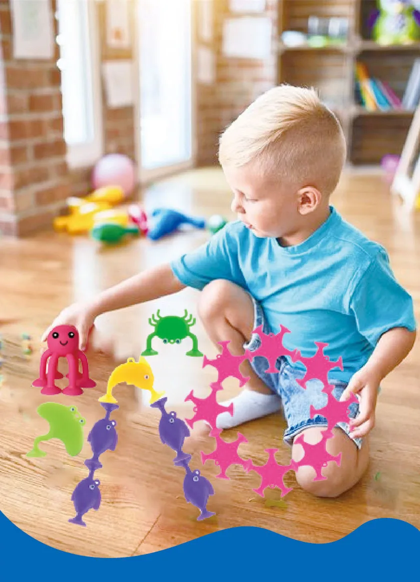 Meerestiere Saugnapfspielzeug, Badespielzeug für Kinder, Saugnapf in Form von Meerestieren, Reisebausteine für Fenster – Detail 3