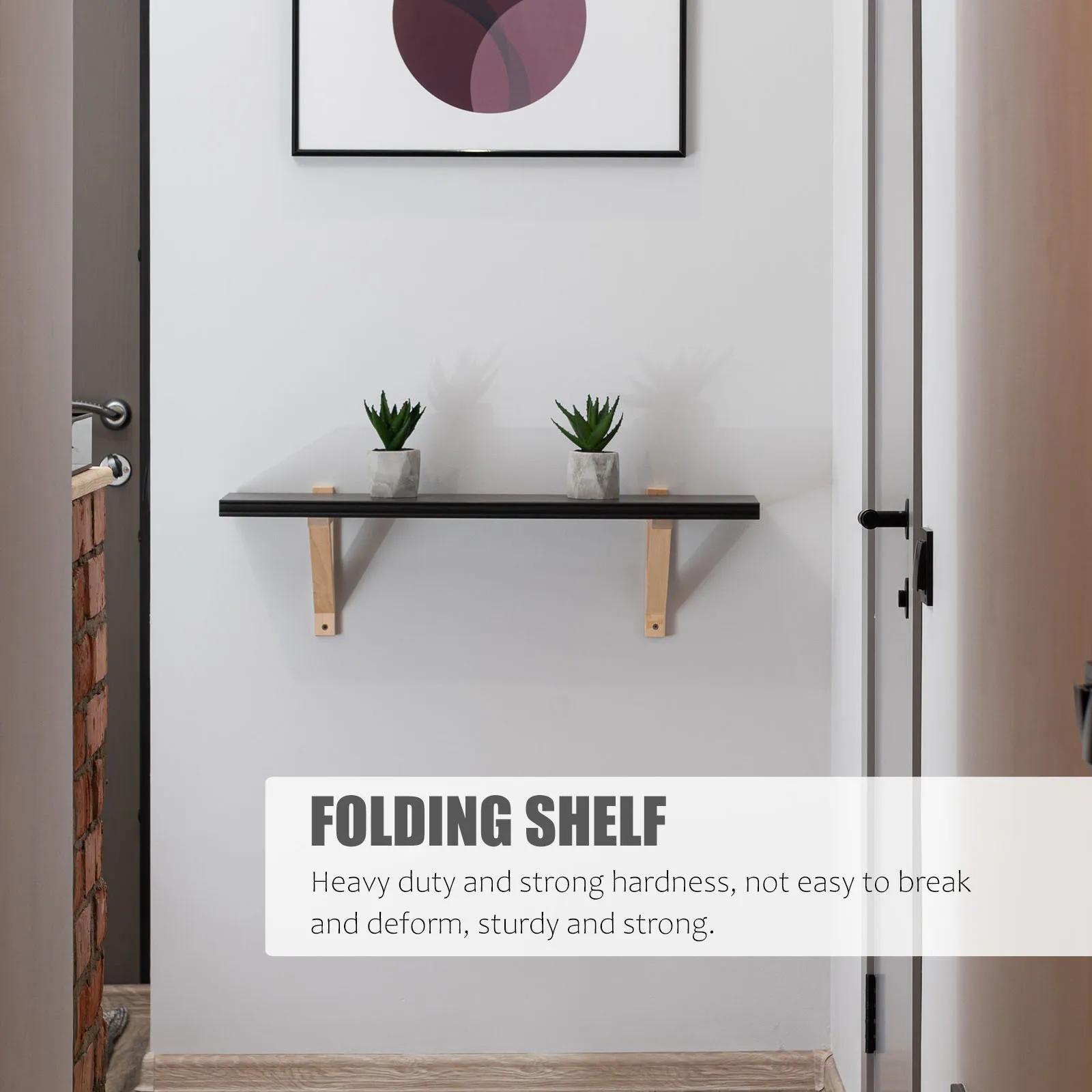 

2Pcs Folding Shelf Brackets Black Heavy Duty Iron Wall Board Support Rack Collapsible Triangle Bracket for Storage Workbench