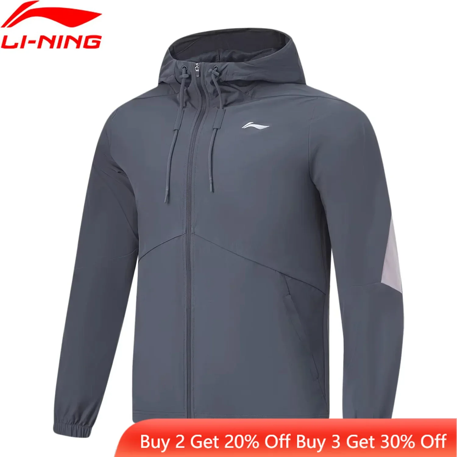 Li-Ning Men Training Series Hooded Windbreaker AT PROOF SMART 88%Nylon 12%Spandex Regular Fit Pockets Sports Jacket Coat AFDT411