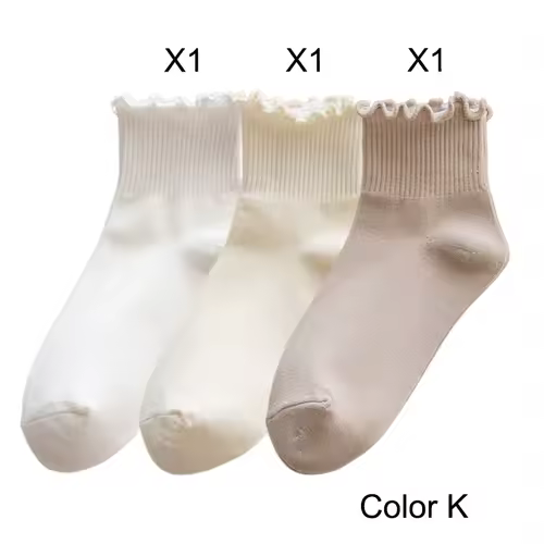 3 Pairs/Lot Cute Socks For Women New Japanese Style Breathable Girls Short Socks Kawaii Solid Socks Frilly Ruffle Socks Casual - Image 21