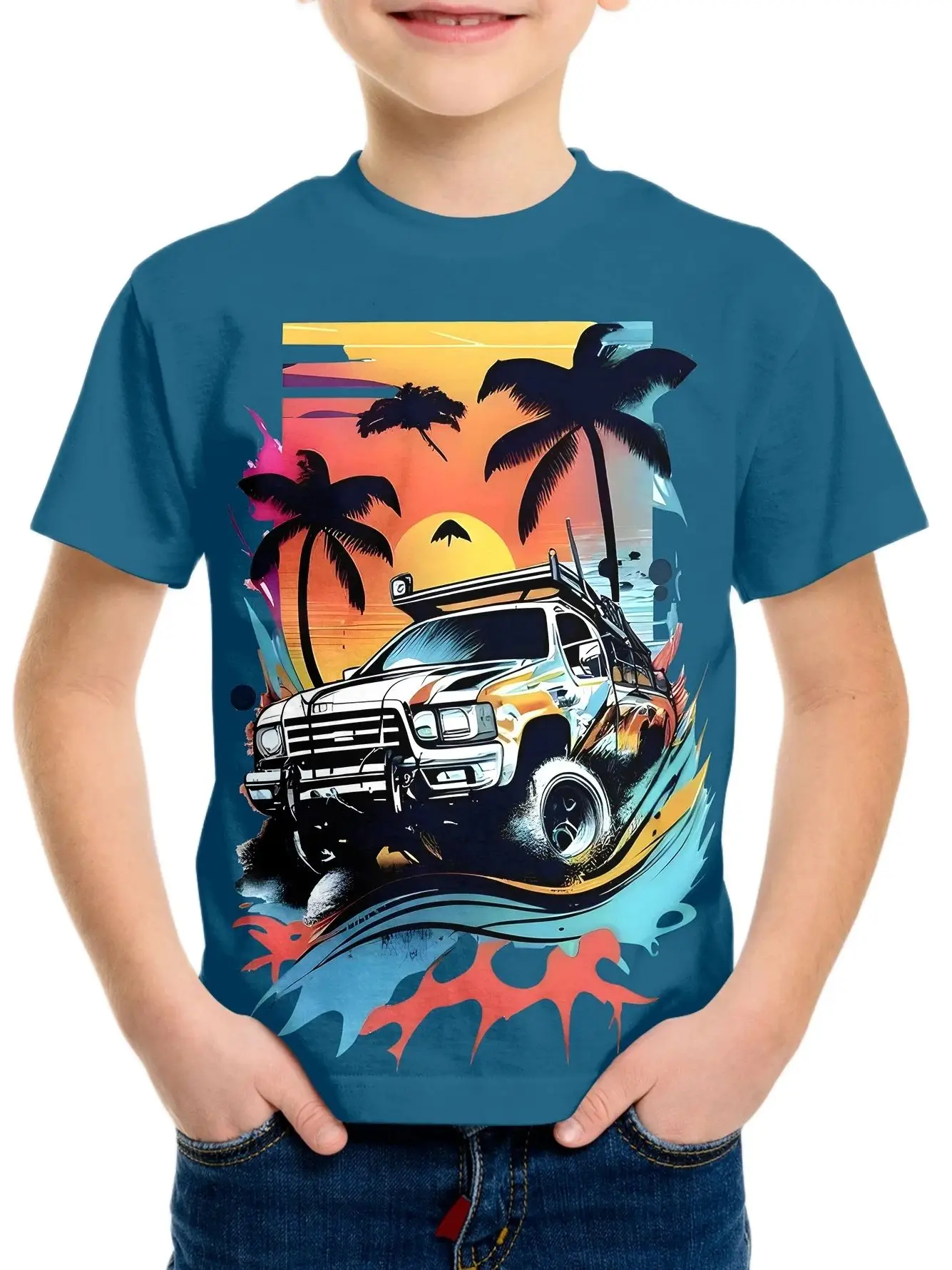 

Summer New 2024 Cartoon Car T Shirt Kids Clothes Boys Girls Short Sleeve T-Shirt Tops Children O-Neck Casual Tee Shirts