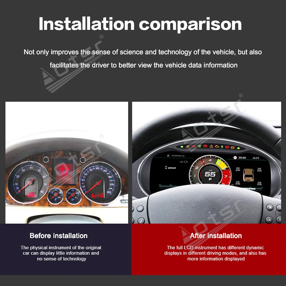 Linux System For VW Passat B6 Magotan 2005~2011 Digital Performance Display Dashboard LCD Speed Table Car Virtual Information