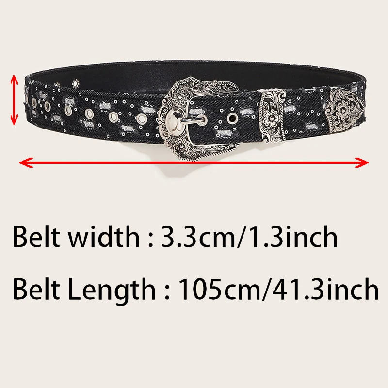 Damen Retro Casual Trend Strass Schnalle Gürtel, Street Ripped Denim Style Punk Rock Vielseitiges Modeaccessoire, für Männer Frauen – Detail 2