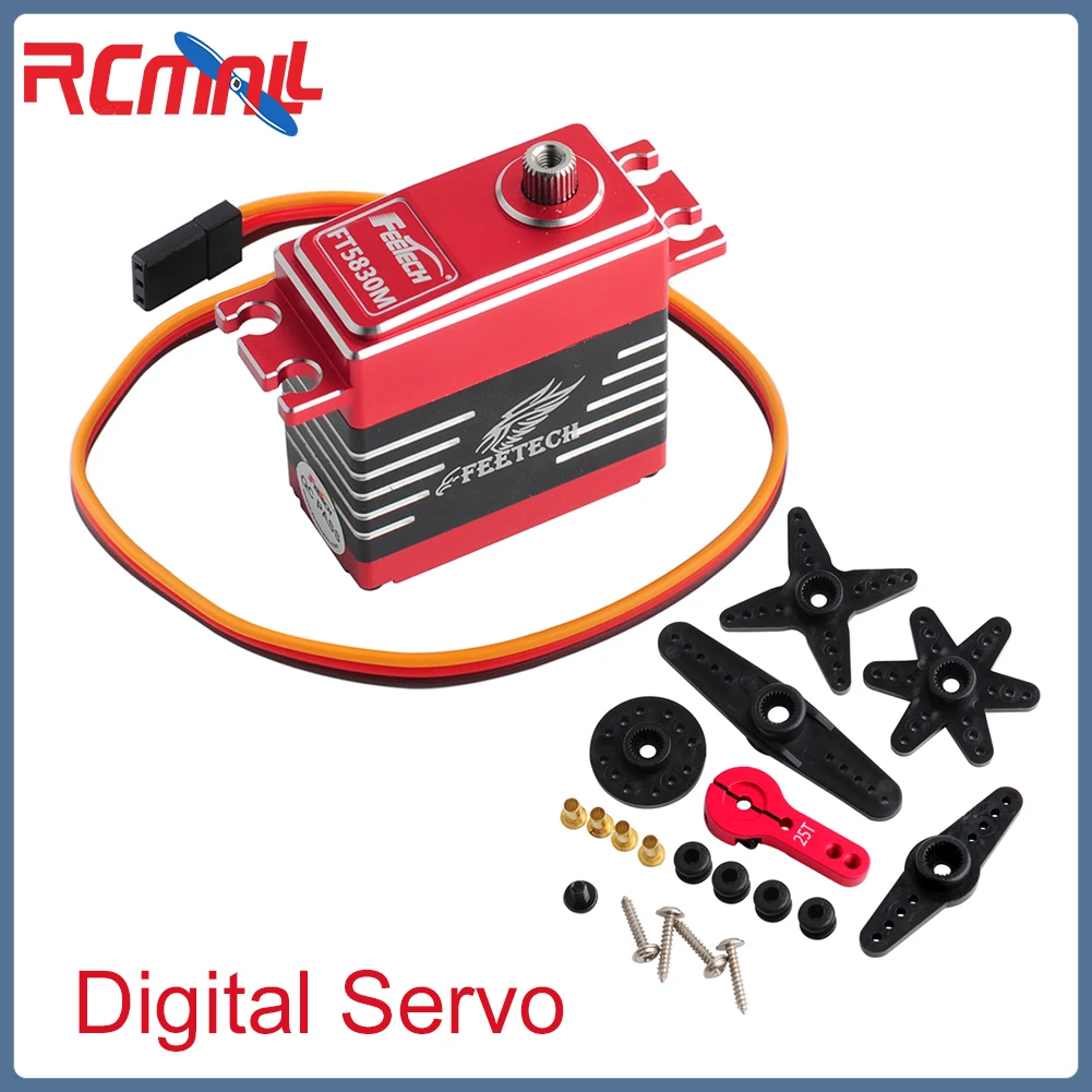 Ft5830m servo digital 30kg.cm 180 graus de alta velocidade pwm metal engrenagem com braço chifre 25t para escala 1/8 1/10 rc baja caminhão carro diy