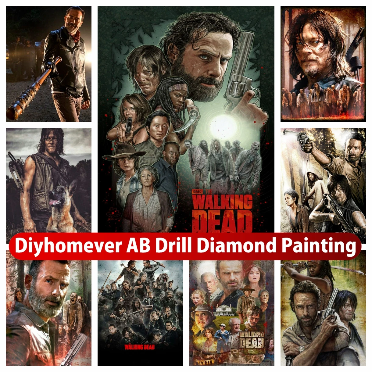 

The Walking Dead 5D DIY AB Drill Diamond Painting Embroidery TV Series Cross Stitch Mosaic Rhinestones Hobby Home Decor Gift