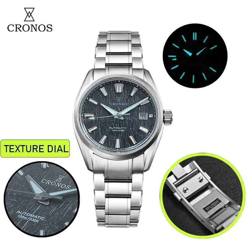 Cronos GS New 39mm Texture Luxury Men Business Dress Watches SW200 Automatic Mechanical Waterproof 100m  Female End Links L6037M