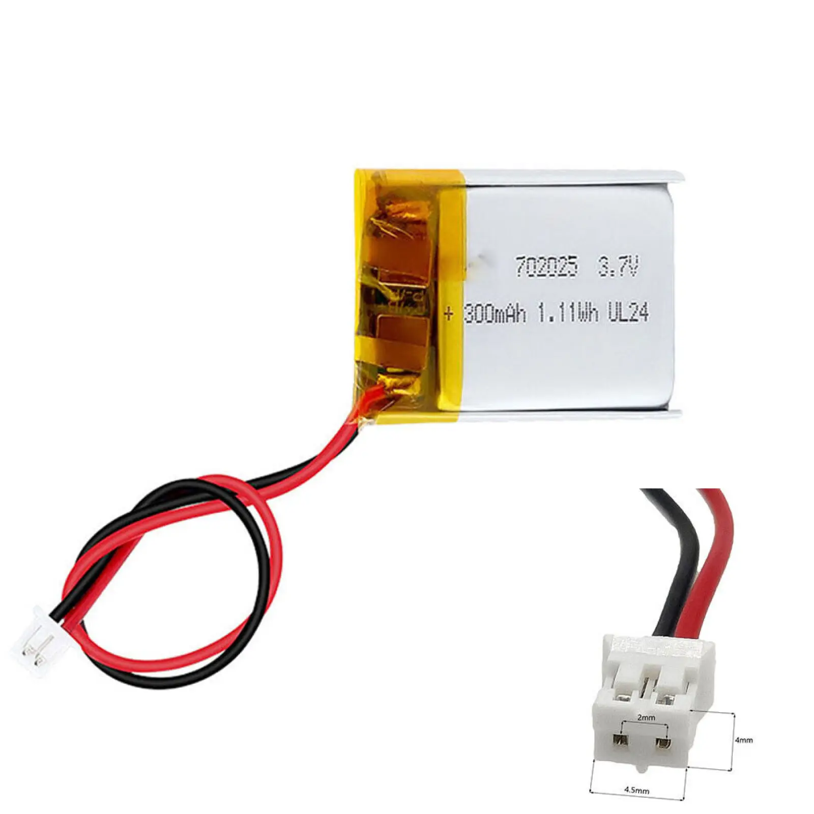 

3.7V 300mAh 702025 Li-Polymer Li Battery JST-PH 2pin 2.0 For GPS MP3 CAMERA POWER BANK MOBILE POWER ELECTRIC TOYS DVD TABLET