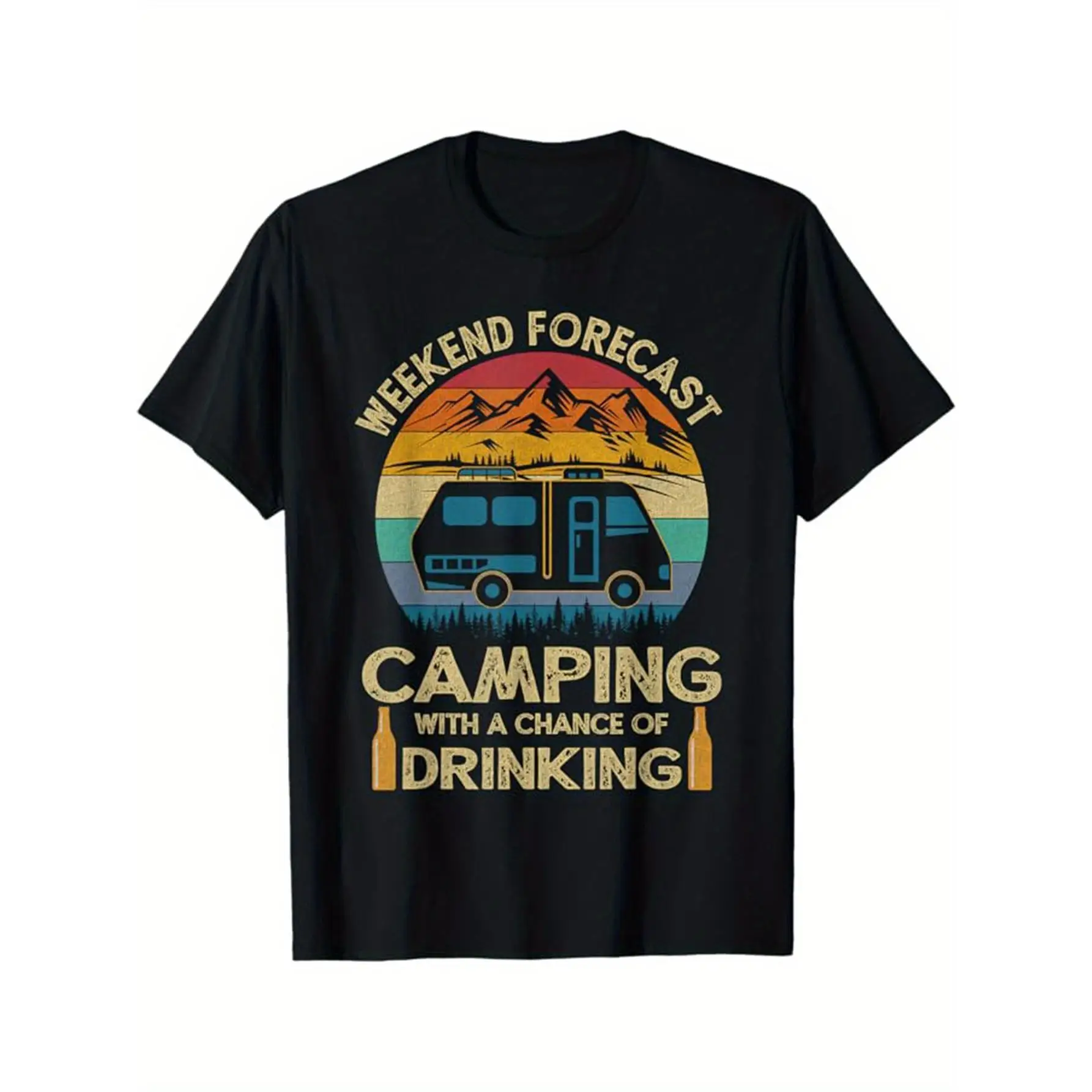 

Weekend Forecast T-shirt Men Women's Funny Camping Drinking Graphic Tee RV Lover Gift Top Outdoor Camper Shirt