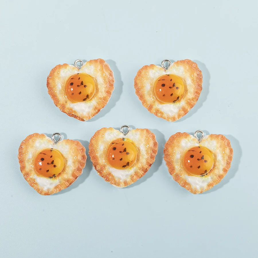 10 stücke Cartoon Simulation Nette Herz Form Eier Charms Für Anhänger DIY Ohrringe Halskette Schmuck Zubehör Finden 25*24mm ﻿ ﻿