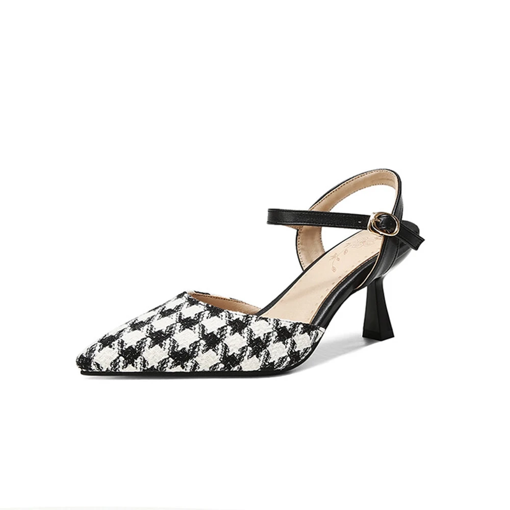 

Женские сандалии Дизайнерские пикантные туфли-лодочки на высоком каблуке-шпильке с острым носком и пряжкой на ремешке Модные пустые туфли-лодочки сзади плюс большой размер 47 48 453-11