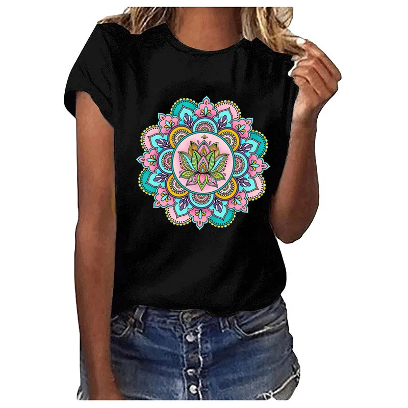 Mandala Flowers Beautiful Patches for Clothes Vynil Heat Transfer Thermal Stickers DIY Kids T shirt Iron on for Women Appliqued