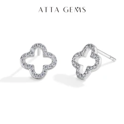 ATTAGEMS Classic Moissanite Stud Earrings S925 Silver 18k White Gold Plated for women D VVS1 diamond Wedding Jewelry Top Quality