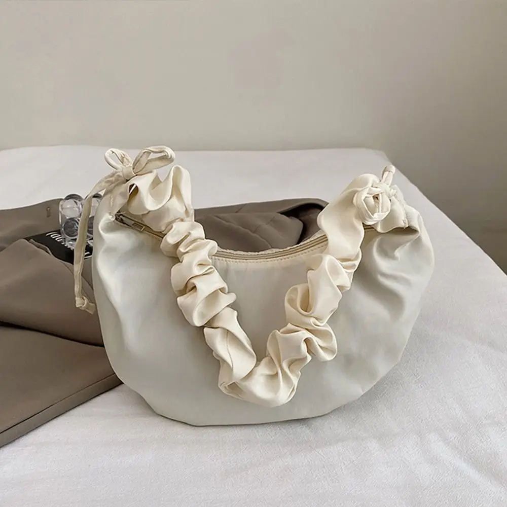 

Fashion Designer Pleated Shoulder Bag Solid Color Casual Hobos Crossbody Bag Large Capacity Leightweight Women's Tote Bag Travel