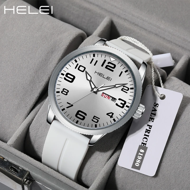 ساعات كوارتز فاخرة للرجال من HELEI مع عرض للتقويم والأسبوع ، ساعة يد مقاومة للماء ، هدايا للرجال ، أزياء