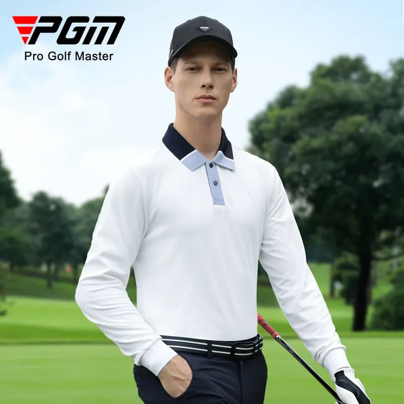 

PGM Men Golf Long Sleeve Polo Shirts Waffle Breathable High Elasticity Top YF823