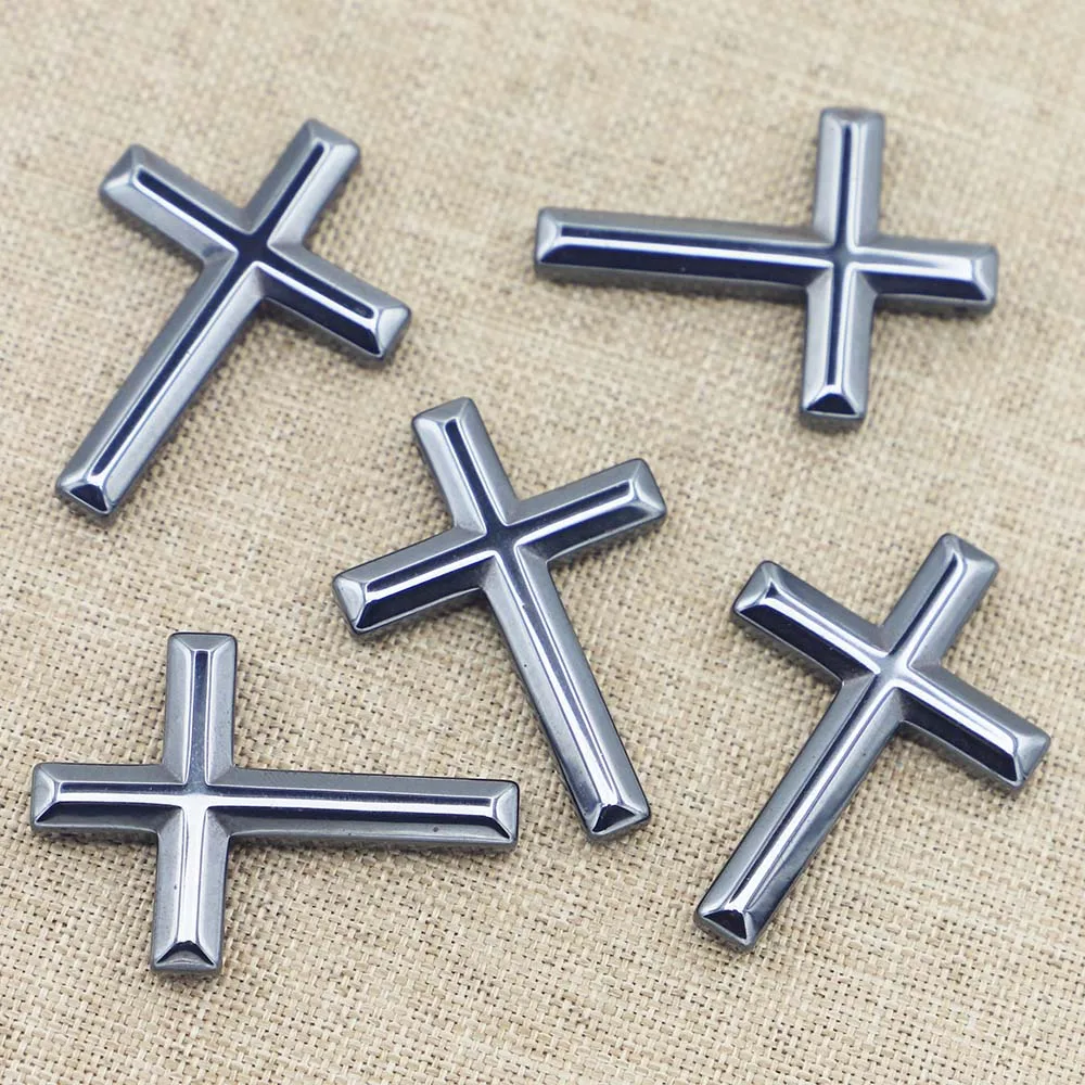 Simple Fashion Perforated Hematite Little Cross Necklace Pendants Accessories Charms Jewelry Making Wholesale24Pcs Free Shipping