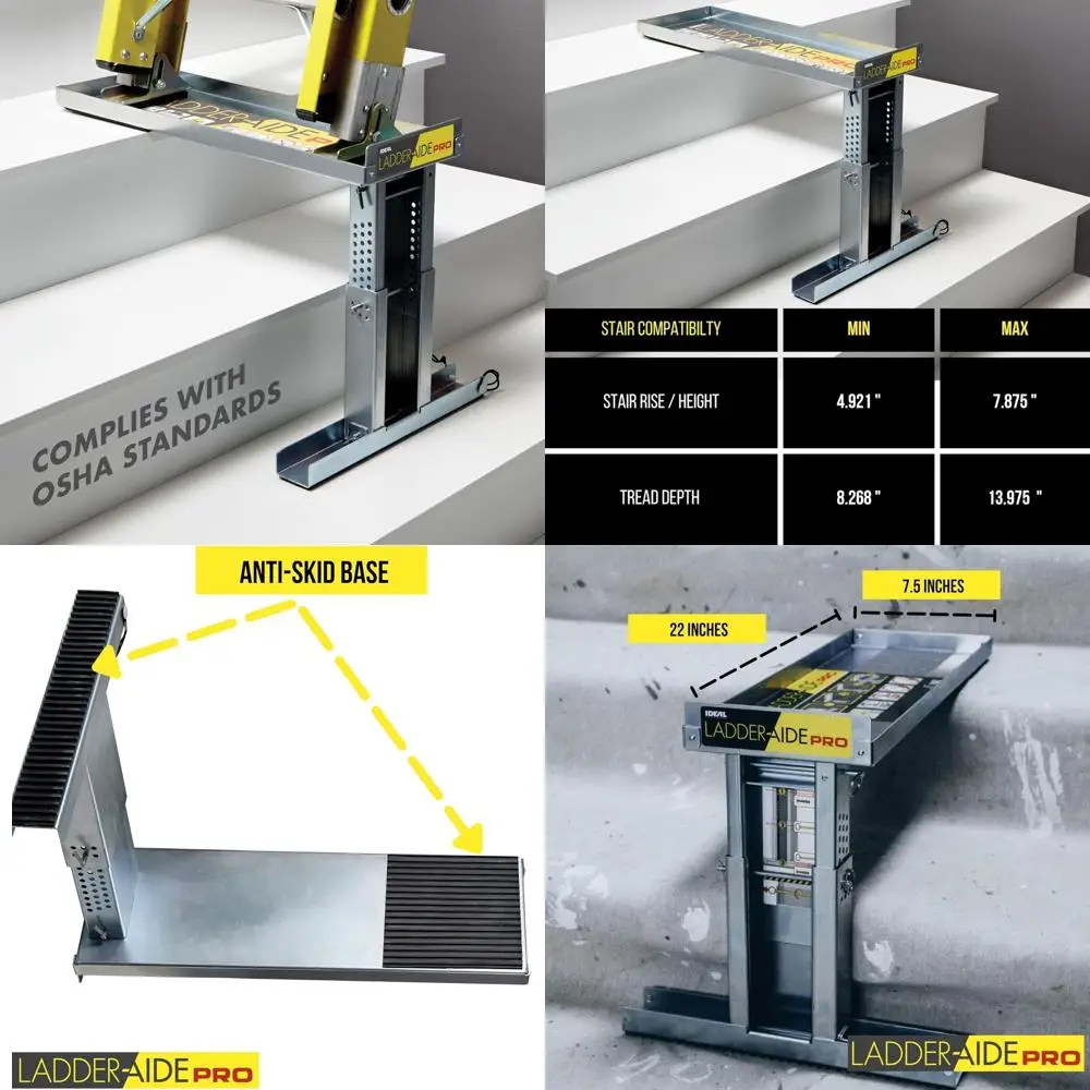 Adjustable Ladder Extender PRO: Fits Steps 4.921-7.875 High, Stabilizer and Leveler for Safety Ladders