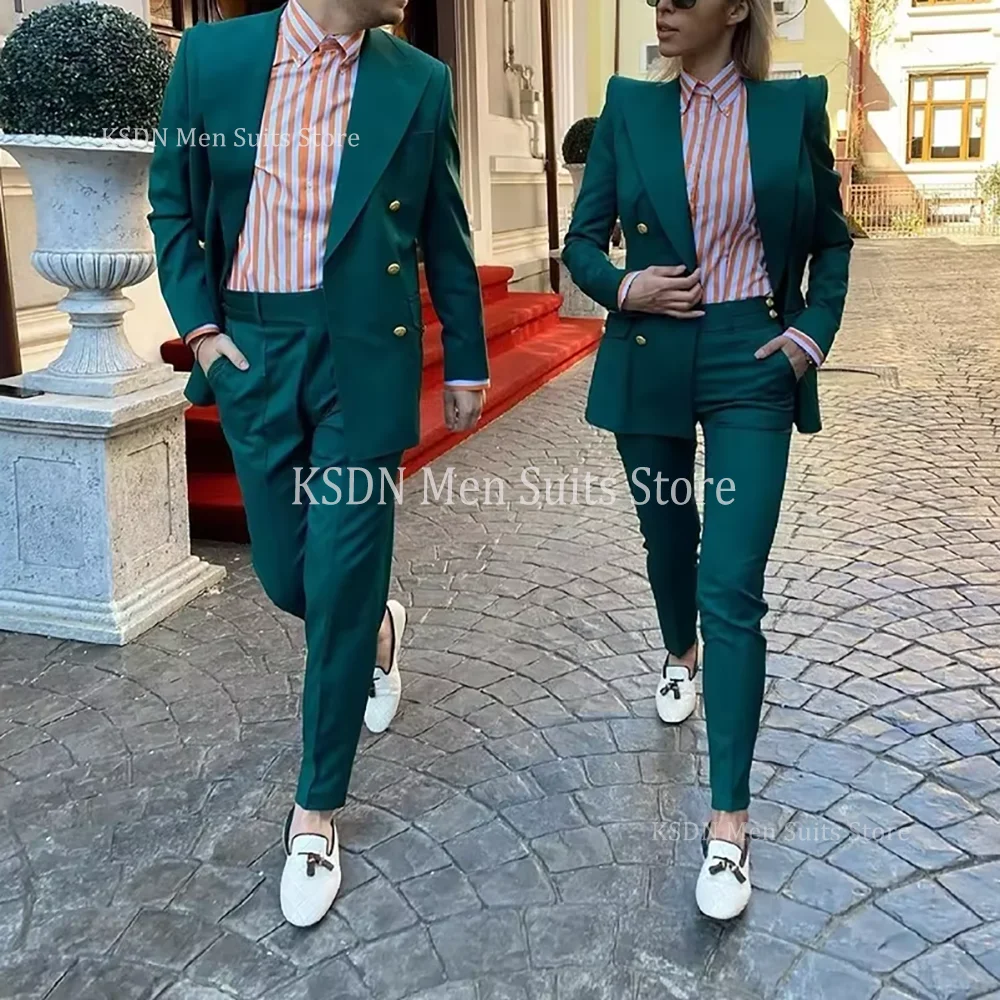 

New Arrival Green Suits For Men Or Women Classic Single Double Peak Lapel High Street Daily Shopping Casual 2 Piece Jacket Pants