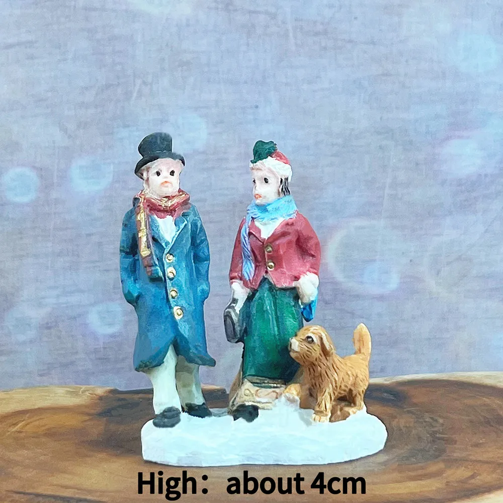 Victorian Christmas Caroler Resin Figurine Set, Vintage Holiday Desktop Ornament
