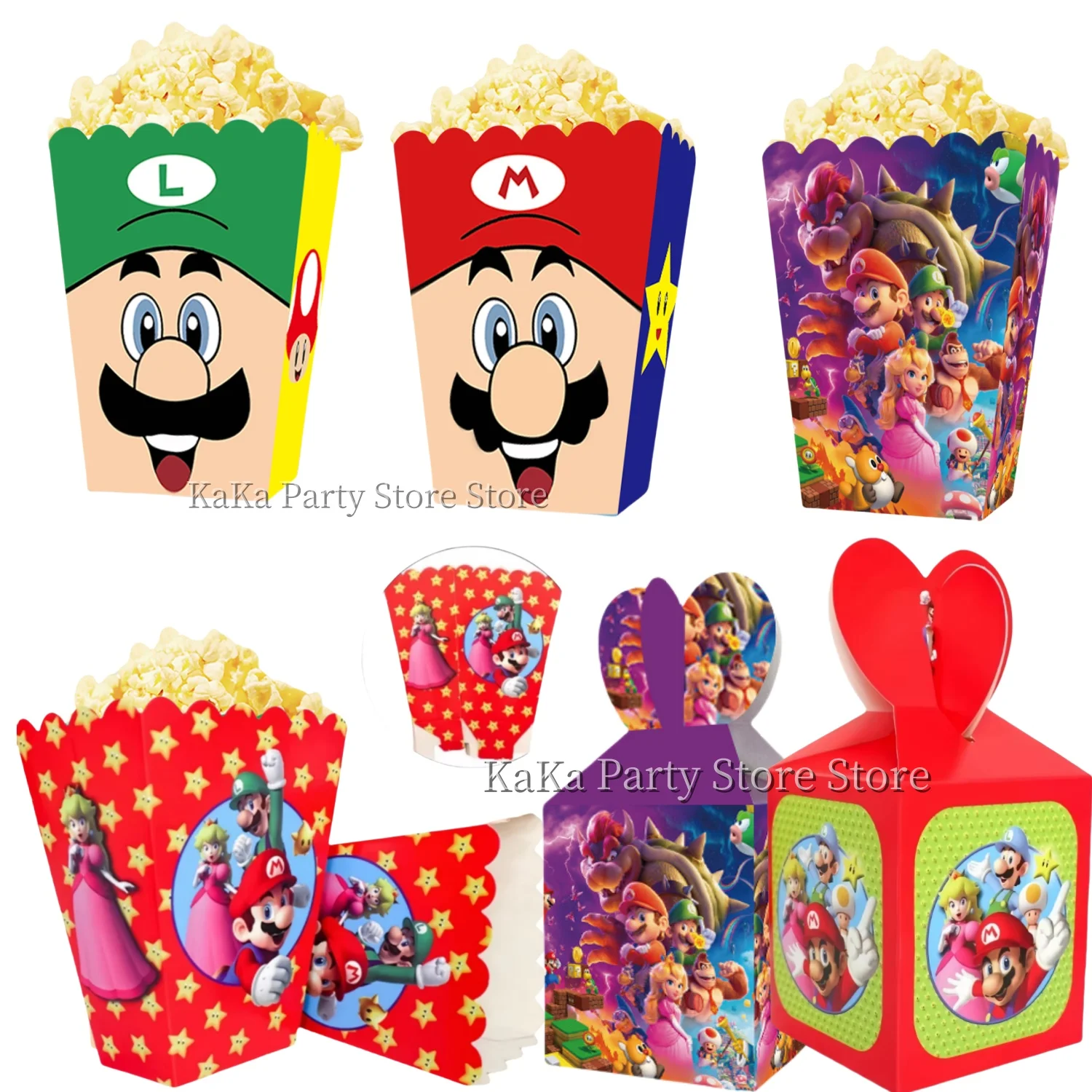 

Mario Candy box Birthday Party Decor Super Bros Popcorn Box Gift Box Cookie Chocolate Candy packaging Boy Gift Party Supplies