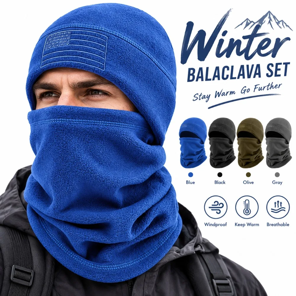 New Thermal Hat and Scarf Set Breathable Multifunctional Ear Protection Hat Windproof Full Face Mask Winter