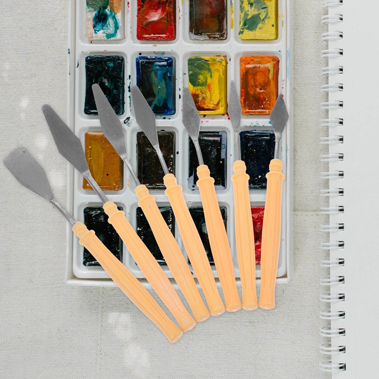 

7 шт., набор шпателей для палитры, инструменты для рисования из нержавеющей стали, принадлежности для масляной краски, скребки для смешивания, легкий холст для акварели