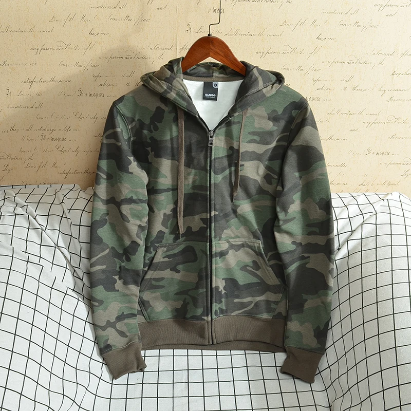

Good Looking Camouflage! Men's Spor Casual Hooded Fce Camouflage Sweatirt Jaet Youth Trend Spring 2023 Open Cardigan