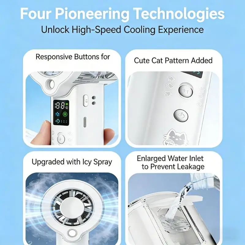 

D0AB Lightweight 194g Handheld Fan Having 9 Hour Running length And Accurate 100 Step Air Adjustment