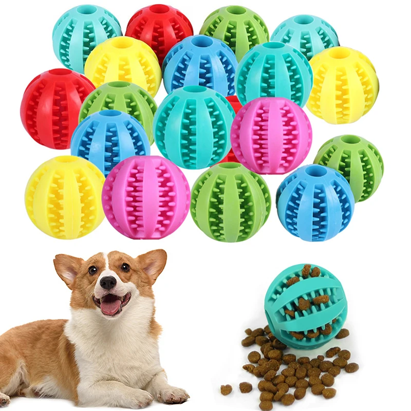 Natural Rubber Pet Dog Toys Dog Chew Toys Tooth Cleaning Treat Ball Extra-tough Interactive Elasticity Ball 5cm for Pet Products