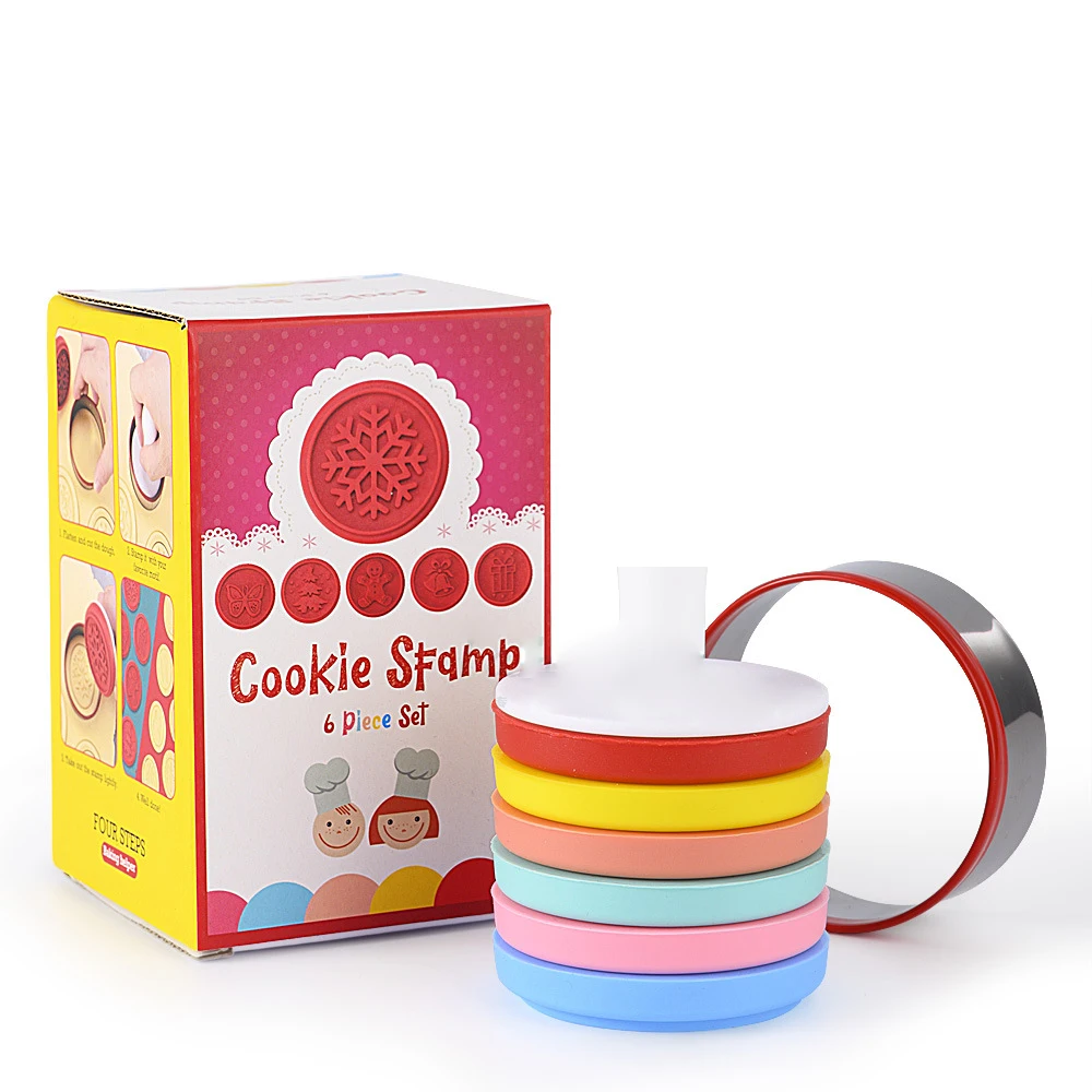 

6PCS Silicone Cookie Stamp Press Cookie Cutter Biscuit for DIY Christmas Christmas and Daily Baking