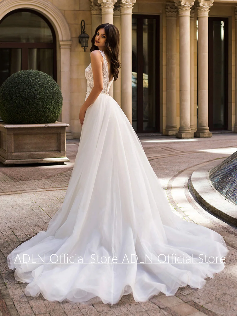 الدانتيل حورية البحر فستان الزفاف انفصال تول قطار مخصص مثير بلا أكمام الخامس الرقبة مطرزة زين ثوب الزفاف للعروس